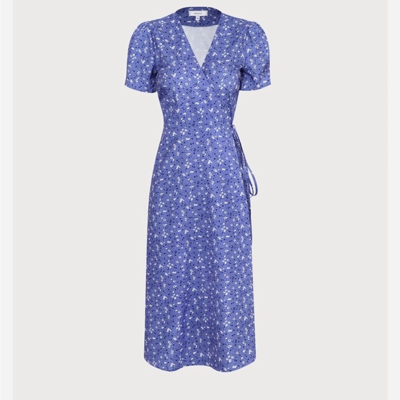 The Purple V Neck Floral Wrap Midi Dress | RIHOAS | SM - Picture 7 of 7